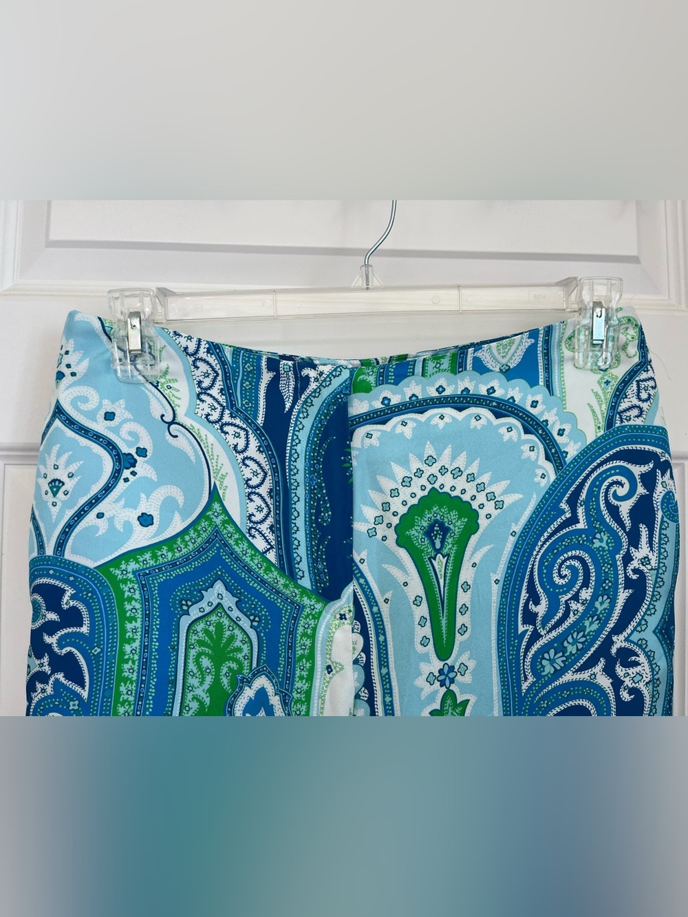 J. McLaughlin Silk Pants Blue Green Paisley Sz 8 Lined Flowy New - Picture 5 of 10
